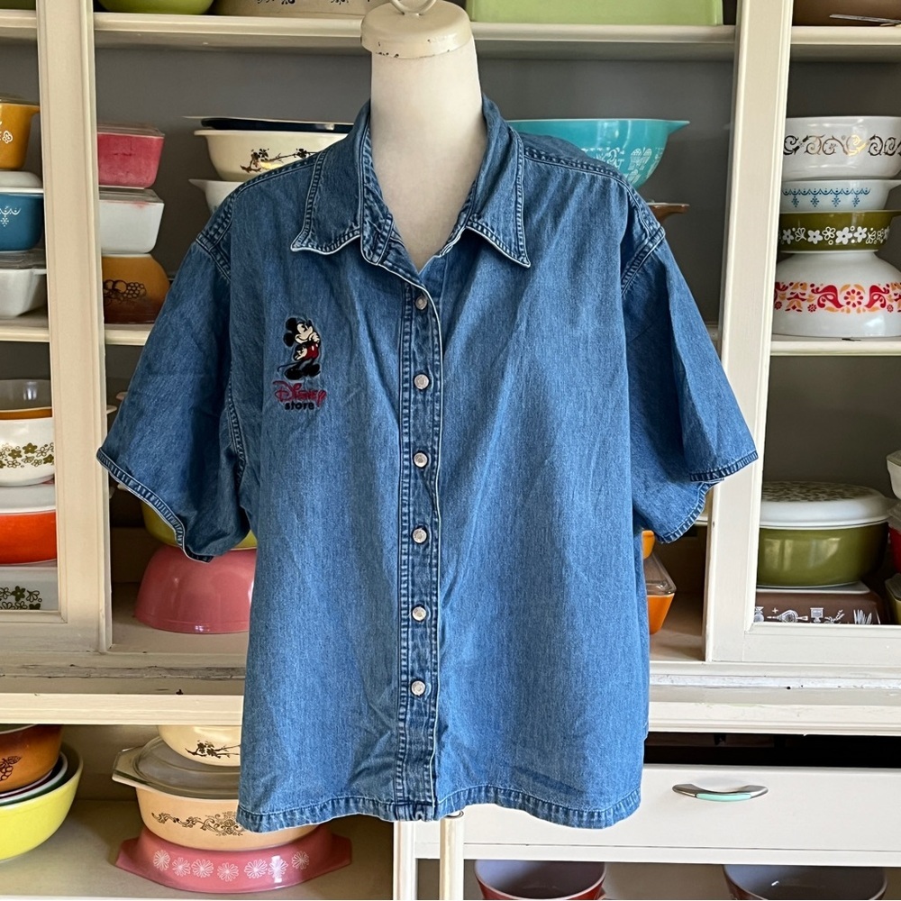 Disney Store Employee Denim Mickey Mouse Embroidered Shirt - Size 4X